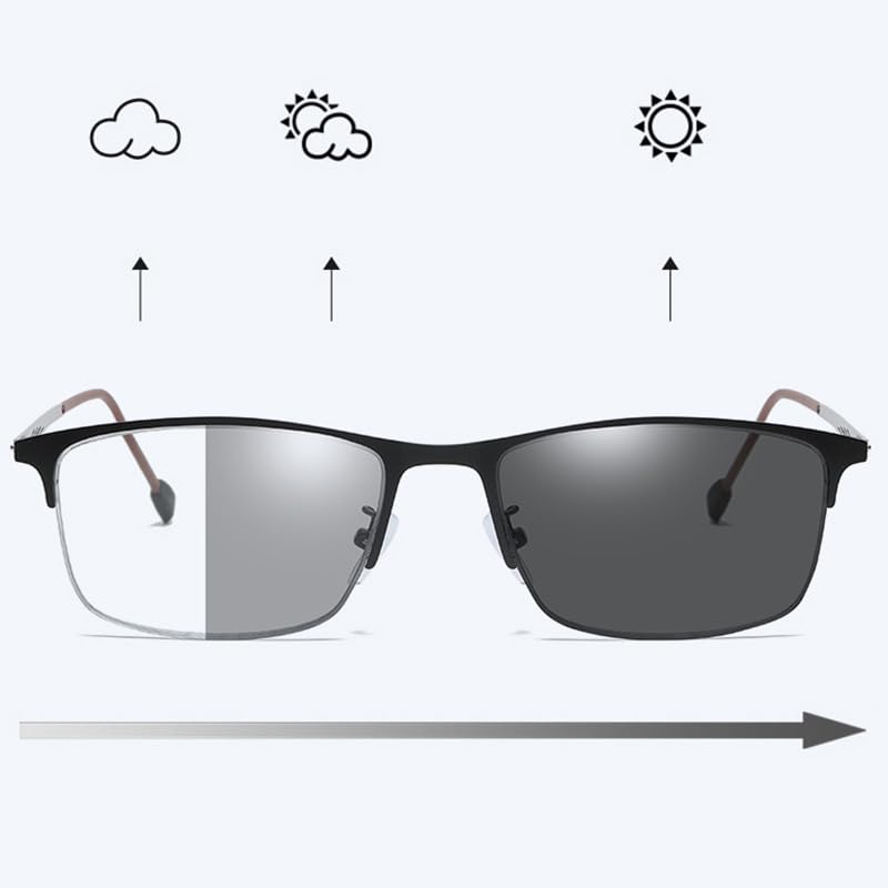 Progressive Multifocal Reading Glasses Without Suitable for Strong Sunlight and Harmful and Does Not Change Color Under Artificial Light or Indoors