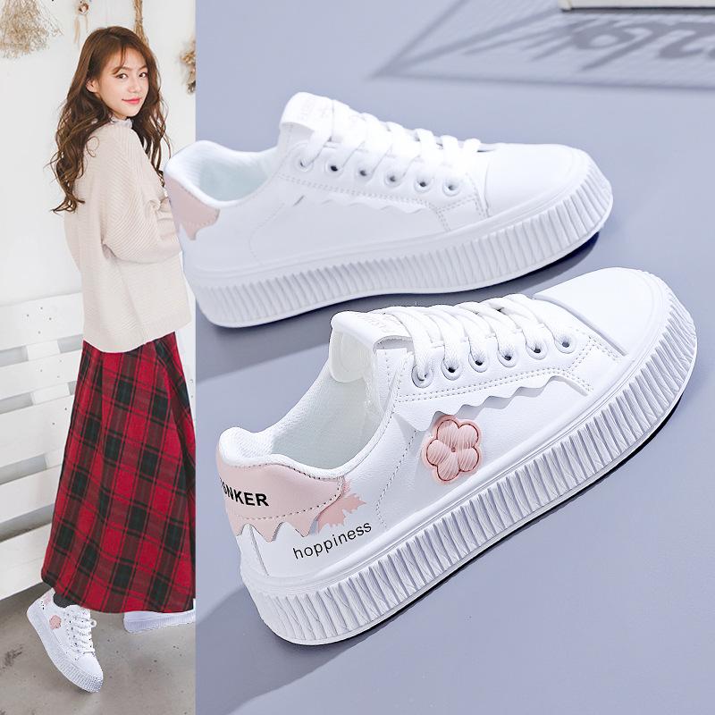 Nydelig Blomst Små Hvite Sko Damesko 2023 Vår Brettsko Flat Topp Damesko