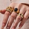 Anello smaltato a quadri europeo: Acciaio Inossidabile Placcato Oro 18K, Stile Lusso Leggero