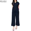 ZANZEA Women Short Sleeve Blouse and Pants Summer Two Piece Suit Sets