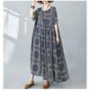 Dimanaf Women Dress Summer Plus Size Beach Sundress Linen Bohemian Print Flowers Fashion Lady Vestidos Loose Casual Long Dress Oversize 9079