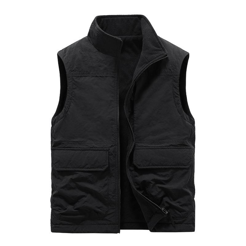 Autumn Winter New Men's Outdoor Double-sided Velvet Vest Multi-pocket Casual Workwear Sleeveless Jacket