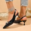 Fashion Summer Bow Decor Pointed Toe Sandals Women Plus Size Shiny Crystal Thin Heel Sandal Woman Wedding Party Bao Toe Sandalias Mujer