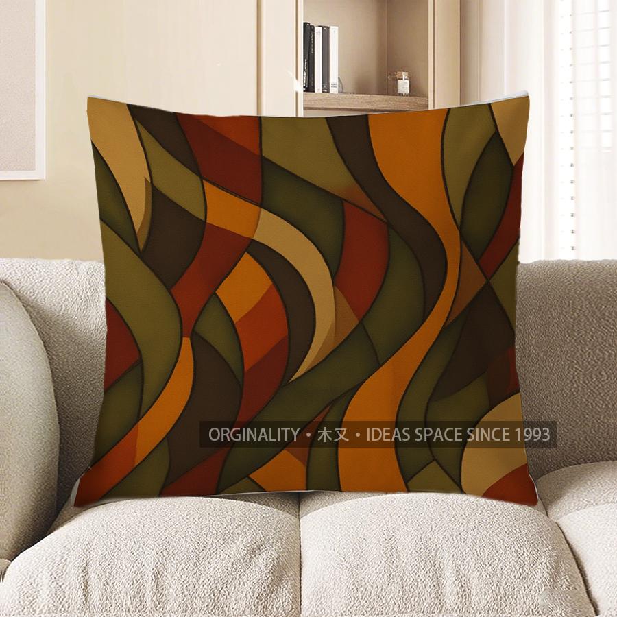 Home Decor Abstract Wavy Pattern Geometric Pillow Cover Pattern Cushion Cover Suitable for Sofa Bedroom Car Pillow Cover