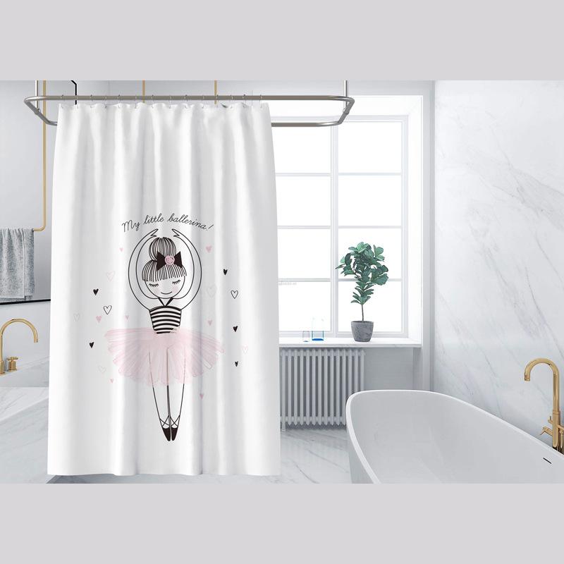 Bathroom Thickened Waterproof Curtain Mildew Proof Shower Curtain Shower Partition Curtain Shower Curtain Bathroom Curtain Free Perforation