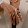 18k Gold Plated Retro Gemstone Ring - European & American Style Stainless Steel Jewelry for Women