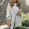 Fashionable Women's Casual Woolen Coat Single Breasted Cardigan Top For Women