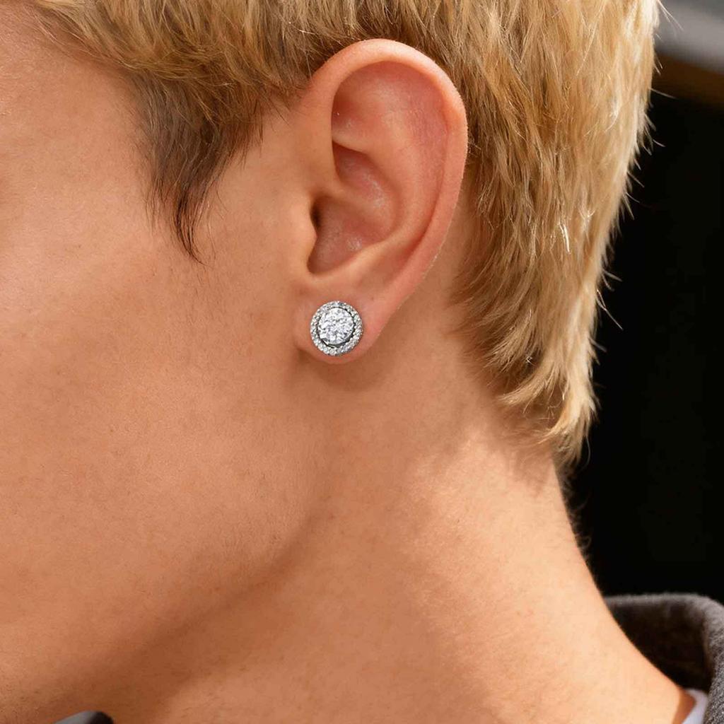 Vnox Magnetische Clip-Ohrringe für Damen Herren Ohne Piercing, 9 mm Breite Weiß Schwarz Blau Zirkonia Runder Kreis Stecker Ohrschmuck Geschenk