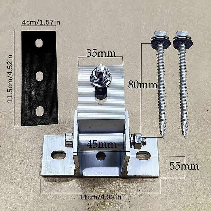 4Pcs Solar Panel Rotatable Elevation With Angle Bracket Roof Mounting Attachment Solar Panel Brackets Tilt Mounting Rail Support