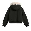 Women's Winter Warm Fur Collar Hooded Quilted Padded Jacket Brown Loose Causal Short Style Cotton-padded Coat