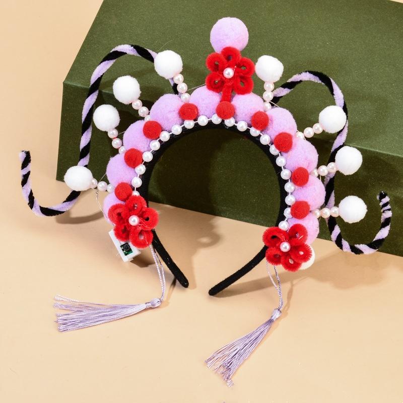 

Fur Ball Hair Band Comfortable Led Hair Hoop Glowing Hair Accessories Festive Chinese Opera Headband For Special Occasions Lunar
