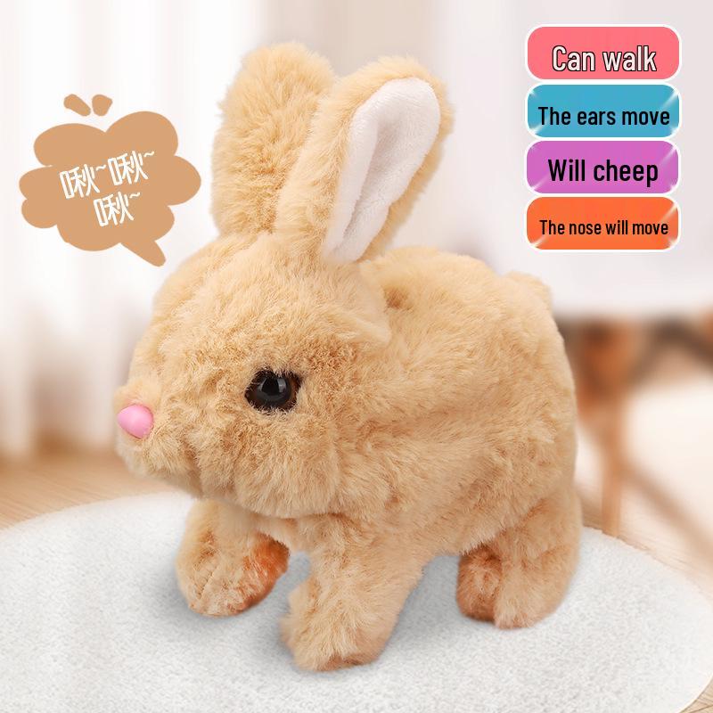 

Трансграничная плюшевая игрушка «Маленький кролик» и рюкзак для хранения для девочек – Электрический симулятор животного, компаньон для игр