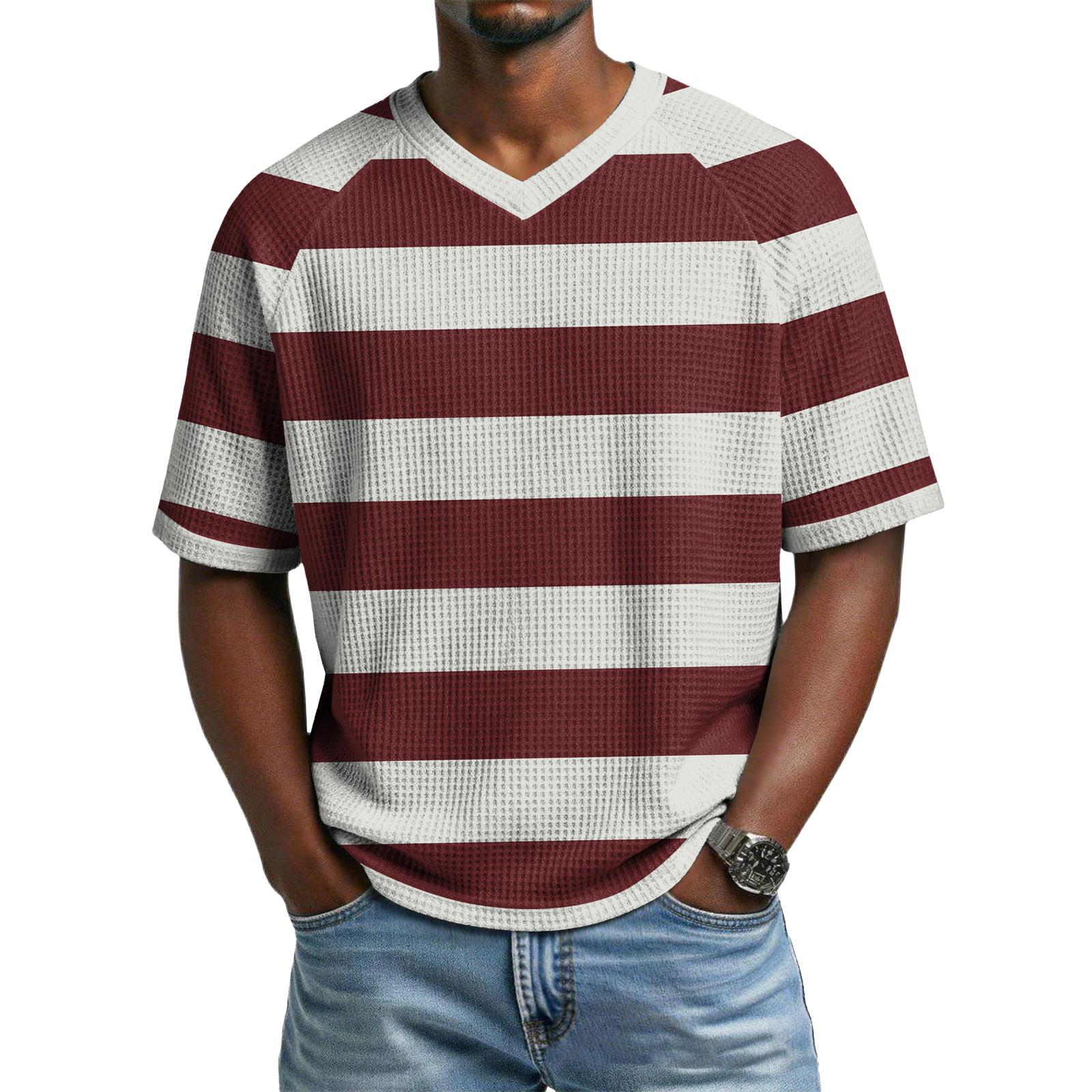 Men s Casual V-Neck Raglan Short-Sleeve Top XL винный