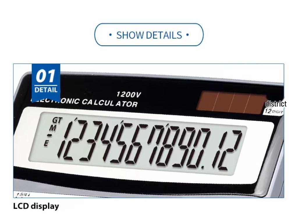 Solar-Powered Desktop Calculator with Large 12-Digit Screen for Accounting and Finance.