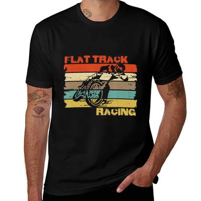 T-shirt Vintage Course de Moto Flat Track Speedway Basique Uni Manches Courtes Col Rond