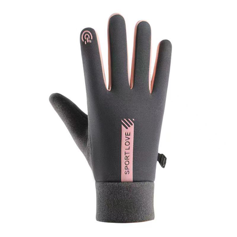 Popular Unisex Warm Waterproof Touchscreen Leather Cycling Gloves - Plush, Thick, Windproof for Winter
