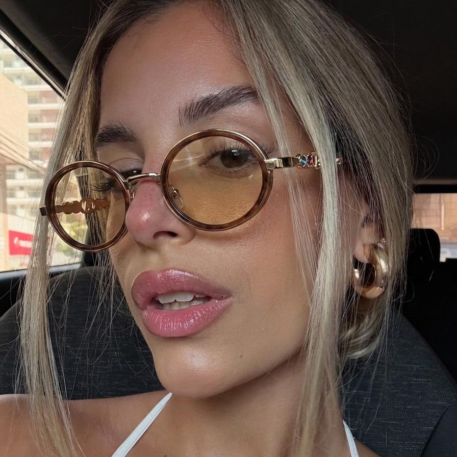 European and American fashion new retro trend sunglasses high-end diamond round sunglasses street shooting versatile personalized glasses