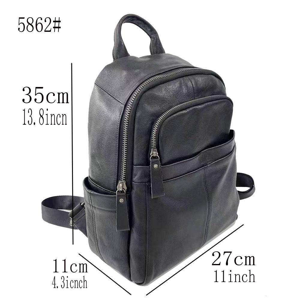 Leather Backpack Women'S Black Cowhide Women'S Backpack Trendy Fashion Versatile Soft Leather Women'S Bag