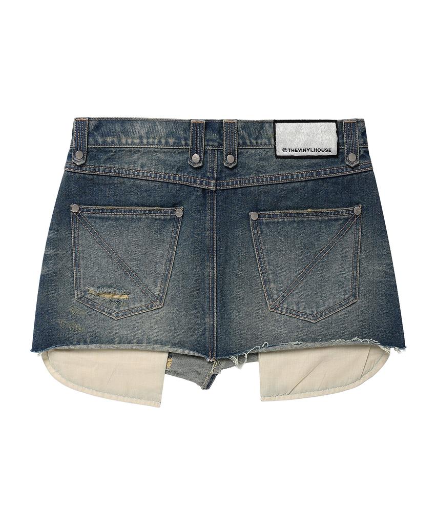 The Vinyl House Unbalance Micro Denim Skirt (W) Blue