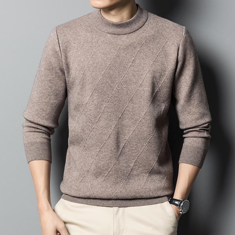 Autumn and Winter New Anti-pilling Sweater Semi-turtleneck Long-sleeved Top Casual Bottoming Shirt Thickened Knitted Sweater Men