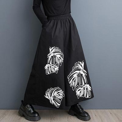 Pantalon en coton grande taille vintage floral taille haute décontracté ample printemps automne jambe large pantalon femme pantalon