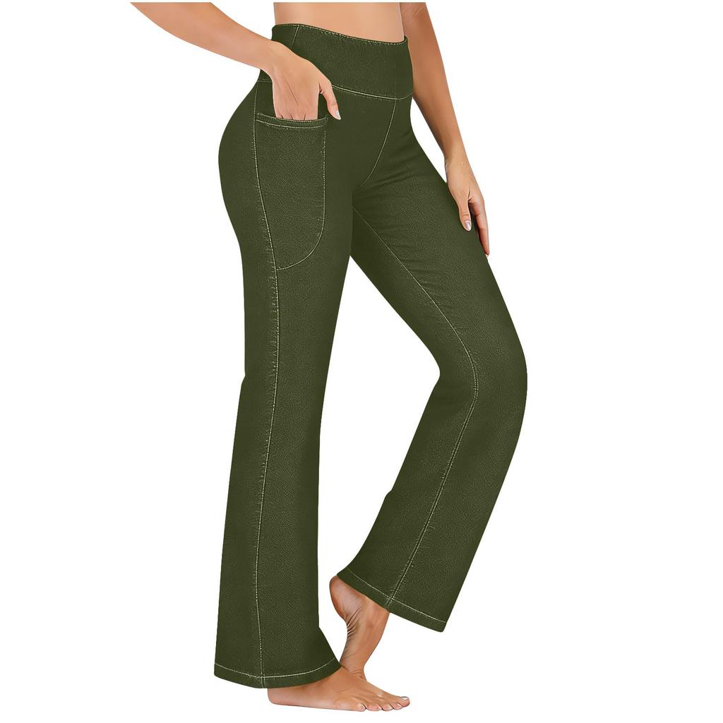 Pantaloni a zampa elasticizzati da donna in denim stampato Leggings trendy da allenamento Pantaloni