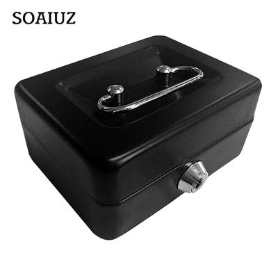 Caisse avec serrure à clé, caisse portable double en métal et 2 clés de sécurité