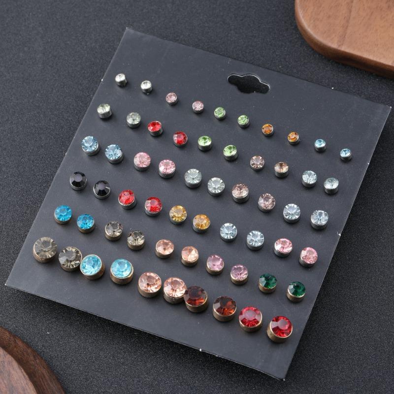 Wind paper card stud earrings niche diamond earrings versatile combination card jewelry set female pearl