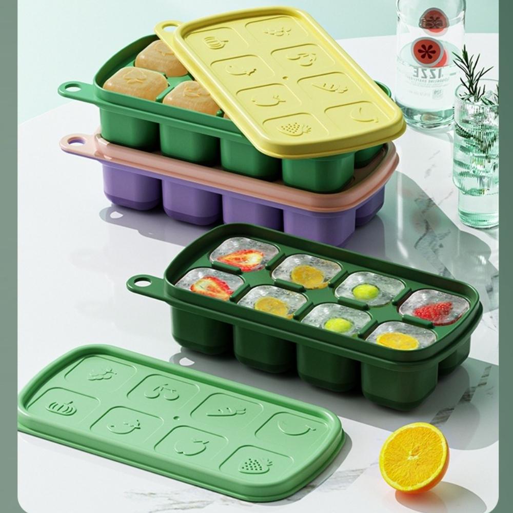 Creative Ice Cube Tray with Lid Food-Grade, Freezer-safe Ice Mold for Homemade Perfect for Infant Feeding Healthy Snack
