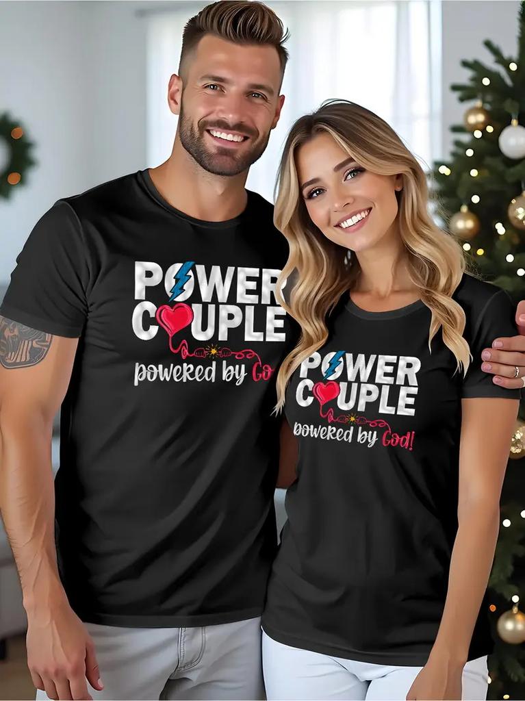 Valentine's Day Couples Matching T-Shirts Casual Short Sleeve Crew Neck T Shirt For Men Women New In Couple Elements Print Tees