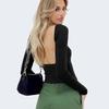 Streetwear Oneck Slim Outfits Women Long Sleeve Backless Tshirts Cropped Tops Solid Color