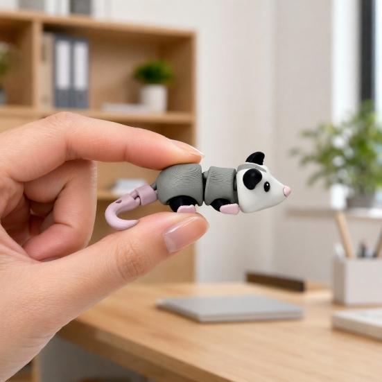 Articulated Possum Fidget Toy, 3D Printed Possum Figurine with Movable Joints, Cute Opossum Stress Relief Toy, Gift for Kids And Adults