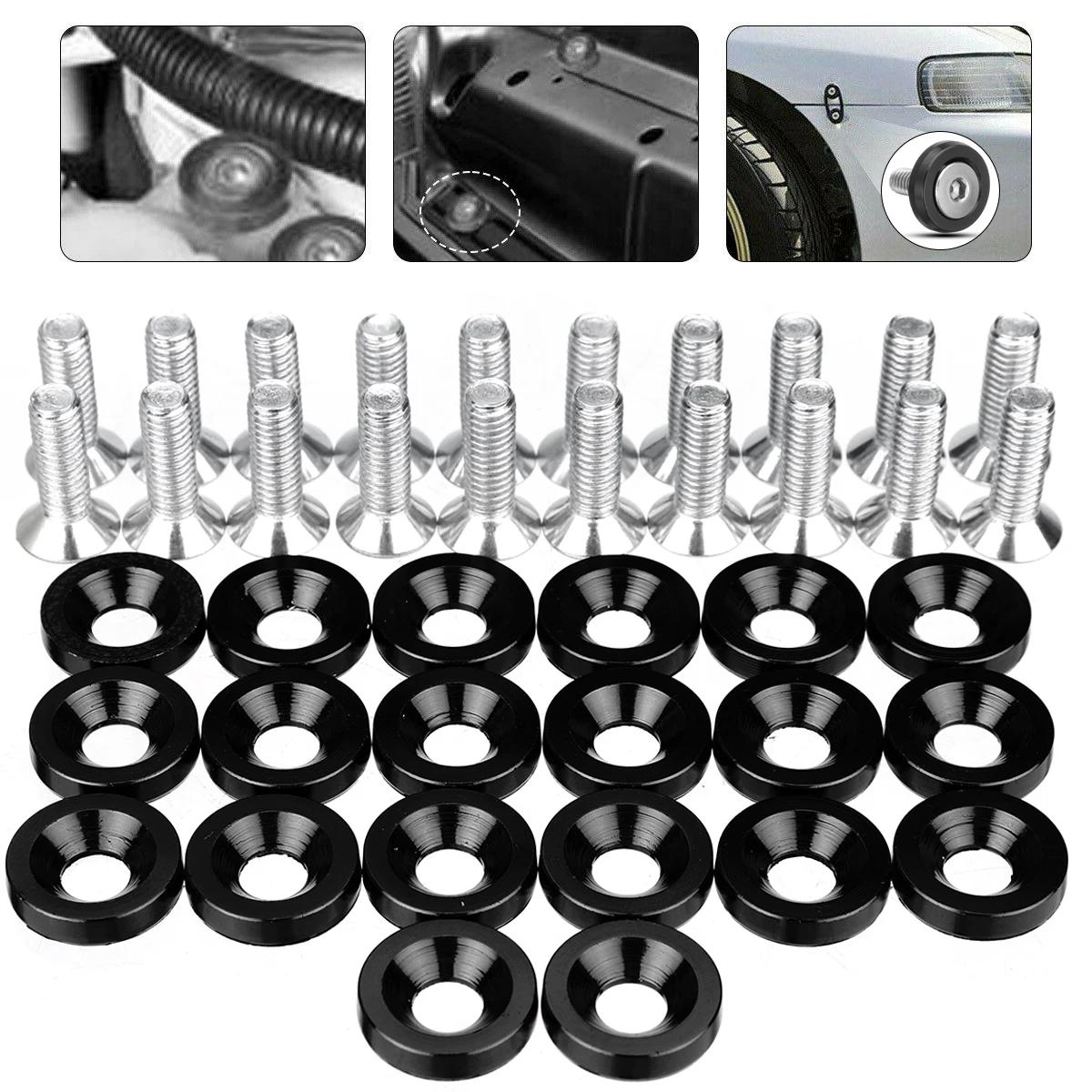 

40pcs M6 Aluminum Hex Head Bolts & Fender Washer Screws - Universal Car Modification JDM Auto Bumper Engine Concave Fasteners чёрный