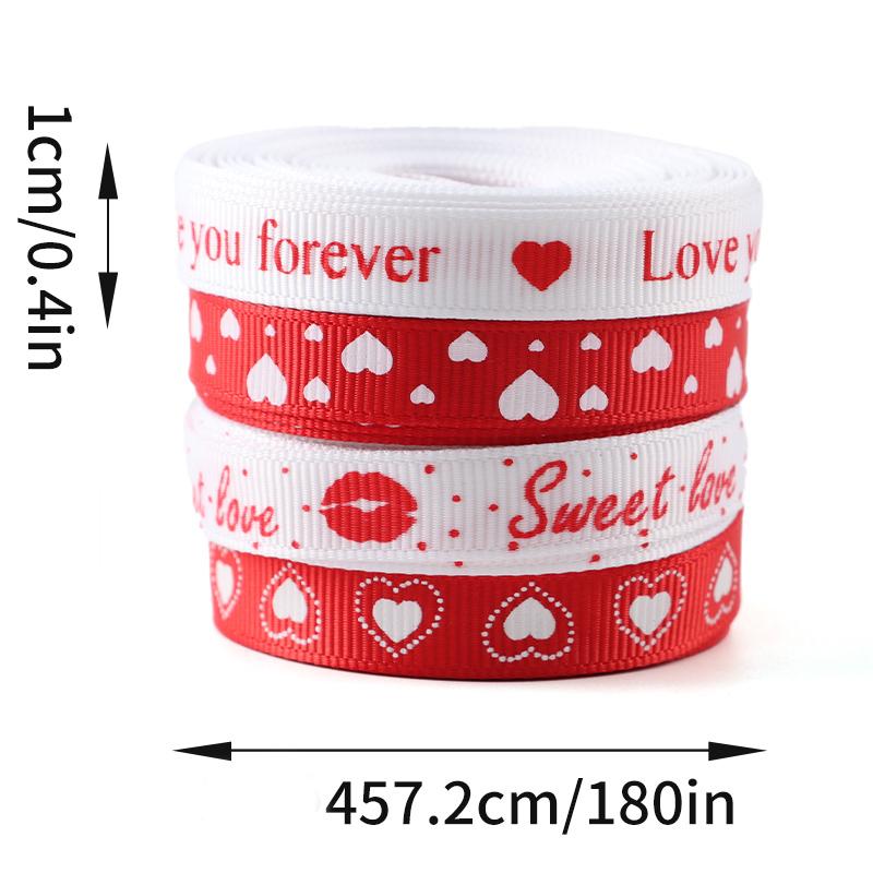 (5 Yards/Packung)10mm Valentinstags-Dekorationsband Geschenkstrauß Verpackungsmaterial Druck Ripsband Geschenkbox Feiertag