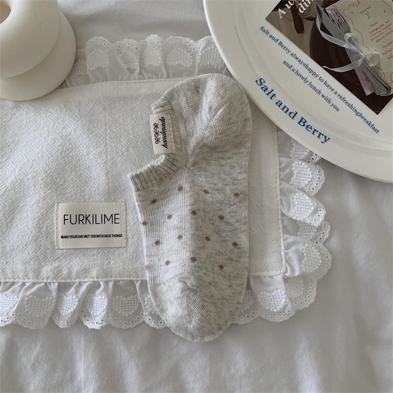 Female Spring and Summer Thin Cloth Mark Dot Preppy Breathable Non Slip Heel Socks