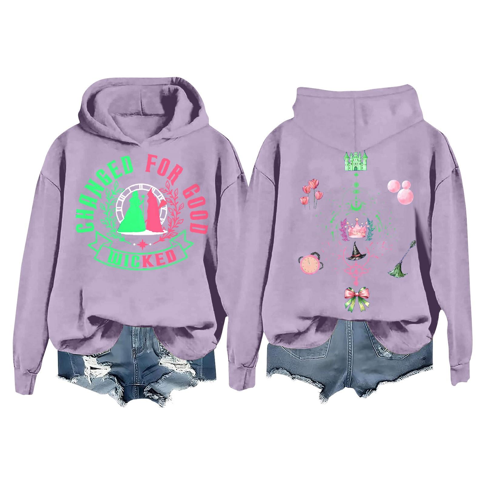 

Женская повседневная толстовка с капюшоном и принтом ведьмы с длинными рукавами XL