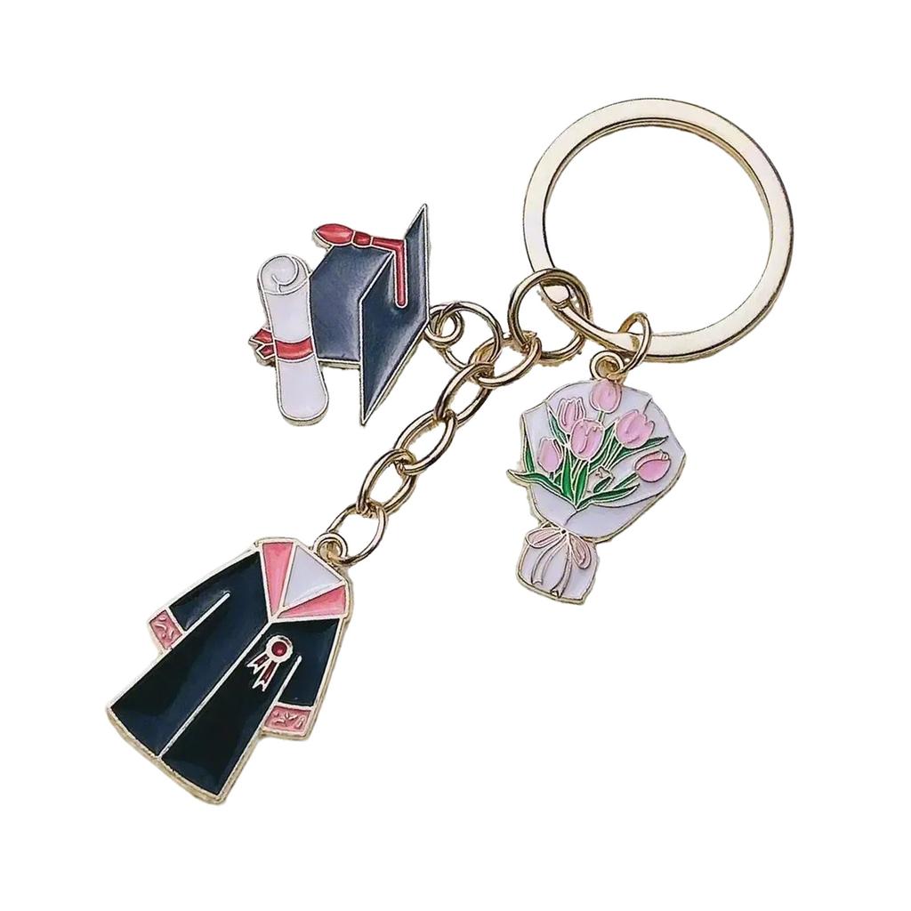 Graduation Themed Keychains Decorations Metal Key Ring for Students Student Key Holder Accessory Bag Accessories