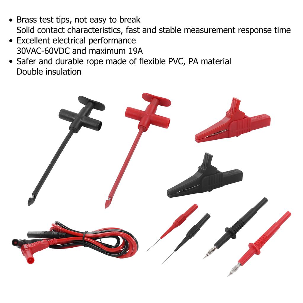 Digital Multi Meter Clamp Tester Banana Plug Safe JT8001-1 Multimeter Test Leads Kit with 2 Insulation for Automotive