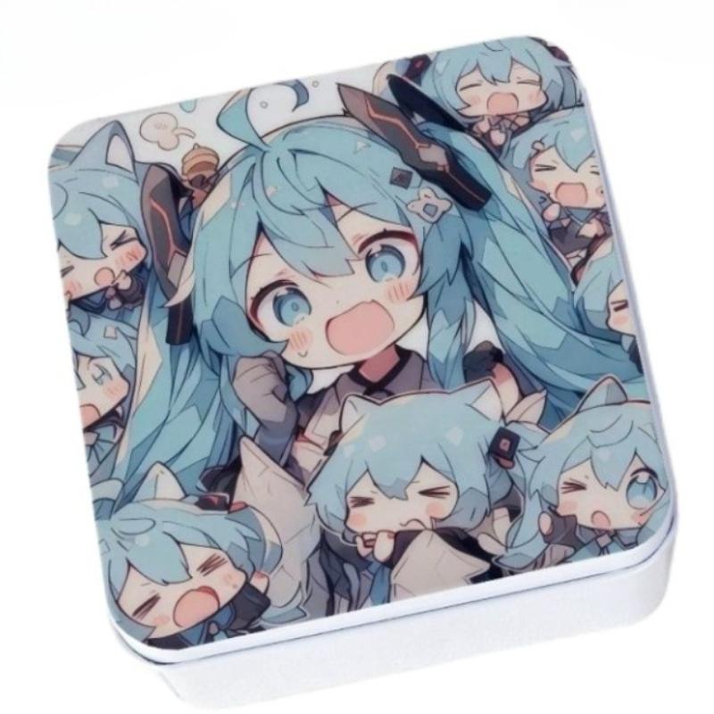 Креативные Периферийные Квадратные Маленькие Железные Коробочки Hatsune Miku Коробка для Хранения Милая Мультяшная Девочка Резинка Портативная Мини-Коробка для Хранения Подарок