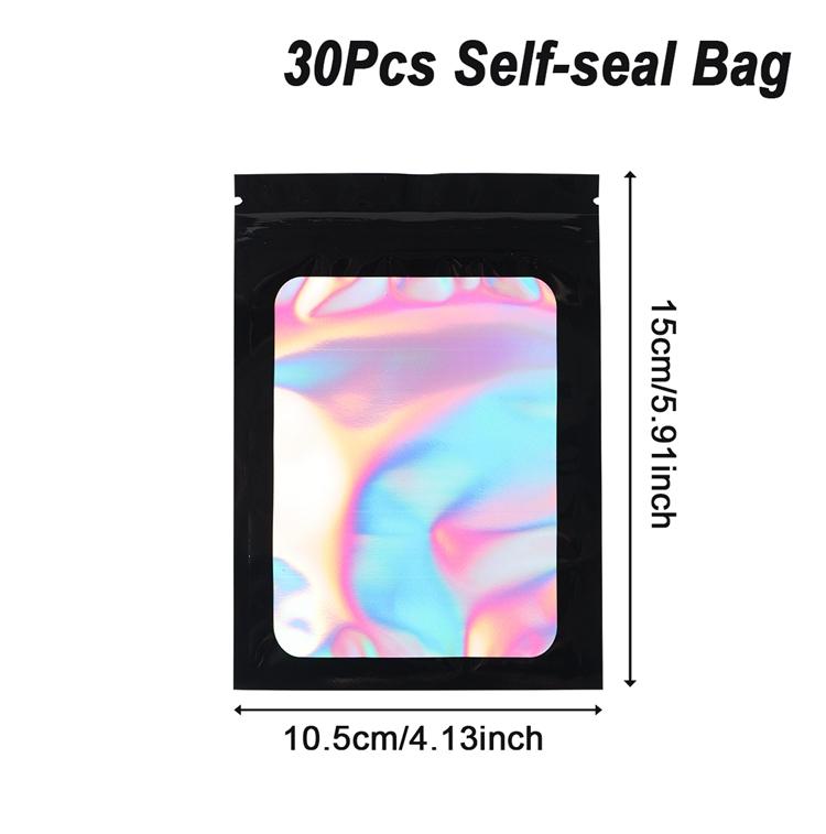 30 Stück holografische wiederverschließbare Mylar-Beutel in Laserfarbe, Kunststoff-Verpackungsbeutel, Schmuck, Einzelhandel, Aufbewahrungsbeutel, Geschenkbeutel mit Reißverschluss