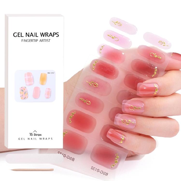 Semi Cured Gel Nail Polish Strips Gel Nail Full Wraps Strips Gel Nail Stickers