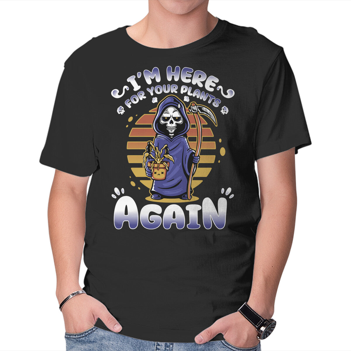 Unisex Crew Neck T-Shirt I m Here Again For Your Plants Graphic Short Sleeve Casual Tee L