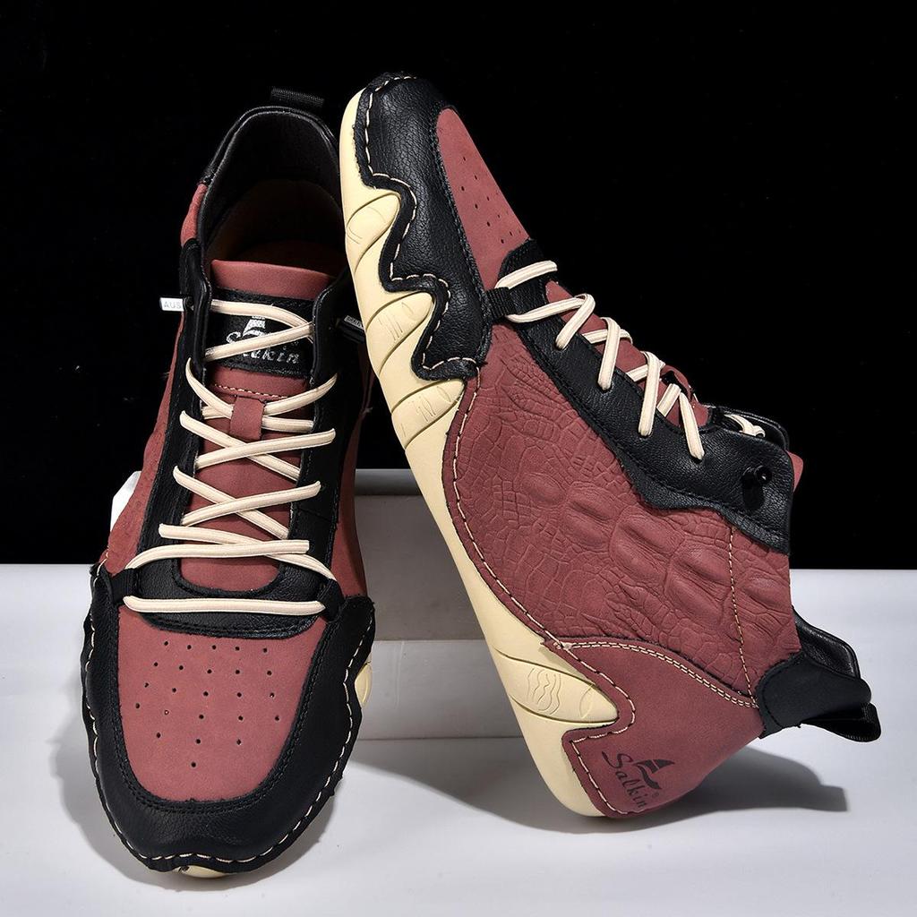 New Men's Mid-Top Octopus Martin Boots - Spring/Autumn Handmade Casual Outdoor Shoes