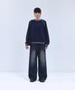 IRONYPORNO WHITELINE 86-Iroj361 Color Line Point Long Sleeve Knit Blue