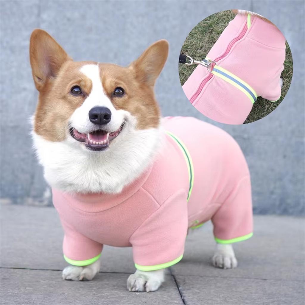 Dog Fleece 4-Leg Coat: Warm Belly-Protective Clothes For Corgi/Poodle (Small-Medium, -Winter In Stock)