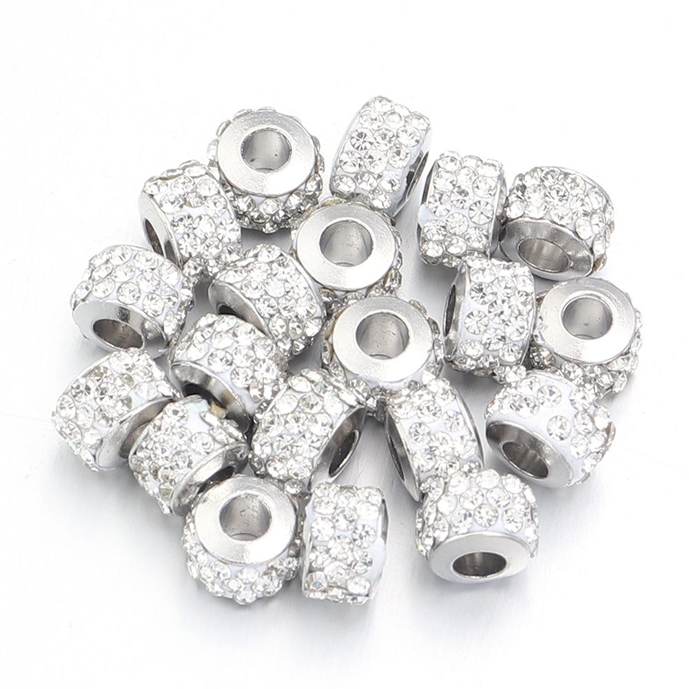 20pcs Rhinestone Crystal Beads Shambhala Ball Beads Metal Big Hole Beads Loose Spacer Beads For Jewelry Making DIY Accessories