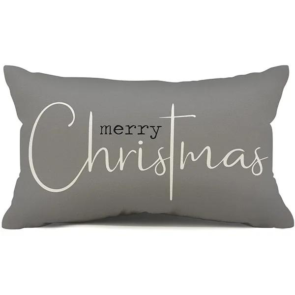 New Christmas Style Simple Letter Double-sided Printed Linen Pillow for Home Decoration, Sofa Waist Pillowcase
