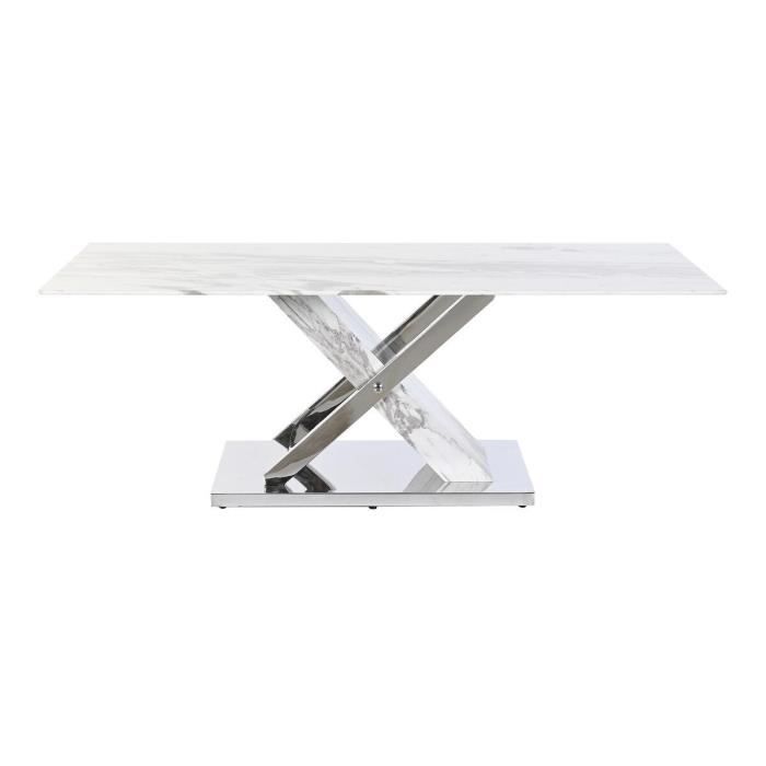 Table Basse - Moderne - Blanc - Verre - Acier