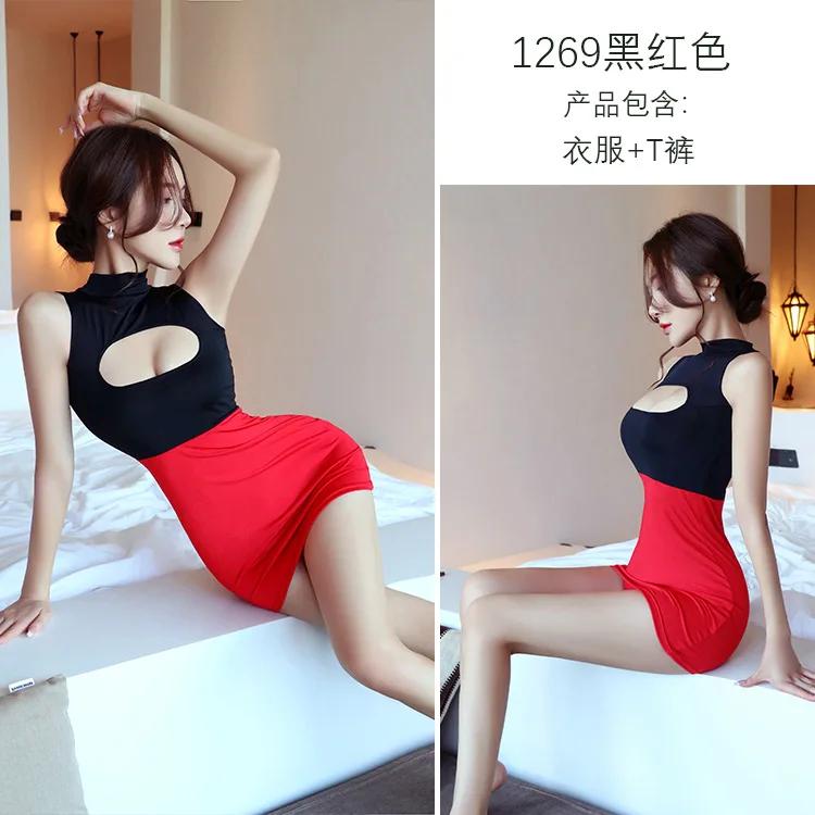 Cosplay Office Lady Pencil Dress Women Sexy Lingerie Stewardess Outfit Secretary Open Chest Mini Dress Role Play Night Club Wear