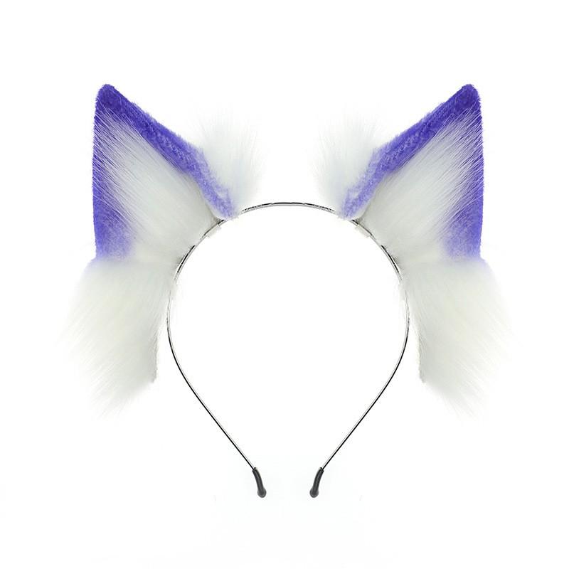 Handmade Plush Wolf Ears Headband Lolita Cosplay Catgirl Costume Halloween Party Accessory